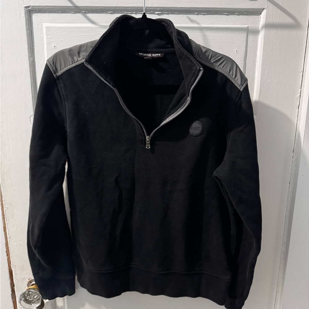 Michael Kors Black and Gray Zip-Up Sweater
